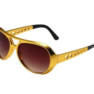 Gold Aviator Sunglasses with Black Temples
